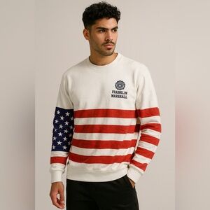 Franklin & Marshall Flag Crewneck Sweatshirt Stars & Stripes Graphic Men’s Large